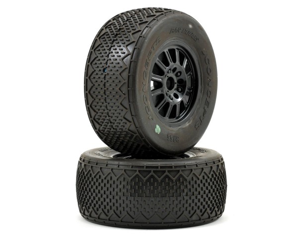 JConcepts Bar Codes Pre-Mounted SC Tires w/Rulux Wheel (Green) (2) (SC10 Front) (Not Hex)