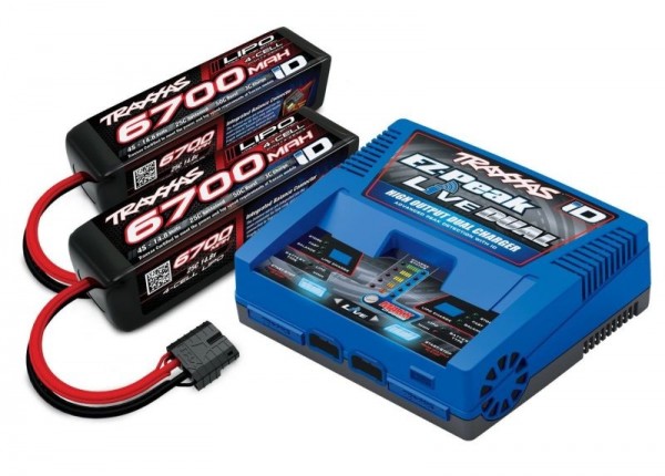 EZ-Peak Live Dual Lader 26A & 2x LiPo 6700mAh 4s 25C Set TRAXXAS mit iD