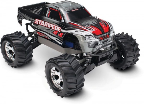 TRAXXAS Stampede 4x4 silber RTR +12V-Lader+Akku 1/10 4WD Monster Truck Brushed