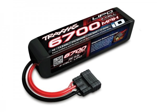 LiPo 6700mAh 14,8V 4s 25C LiPo 6700mAh 14,8V 4s 25C TRAXXAS mit iD-Stecker (L178xH45xB48mm)