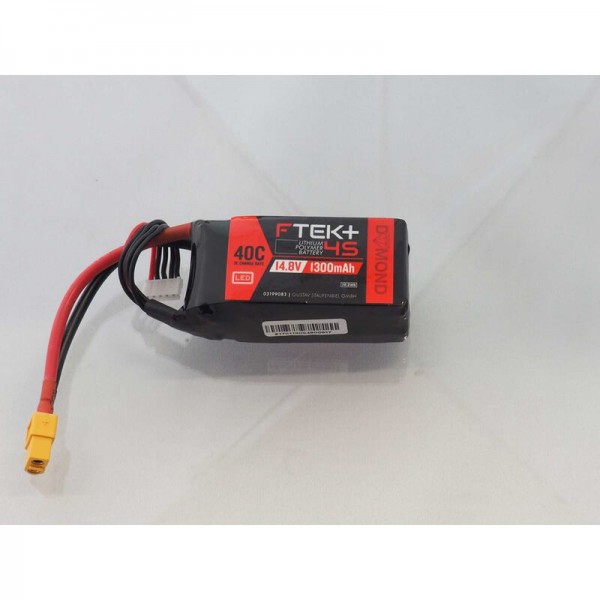 F-TEK+ 4S 1300mAh (14,8V) 40C LiPo Akku mit LED-Indikator (XT60)