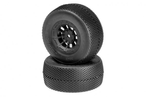 JConcepts Double Dee's Pre-Mounted SC Tires (Hazard) (2) (Black) w/12mm Hex (TEN-SCTE)