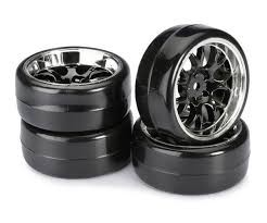 Räderset Drift LP " Wabe / Profil B" schwarz/chrom 1:10 (4)