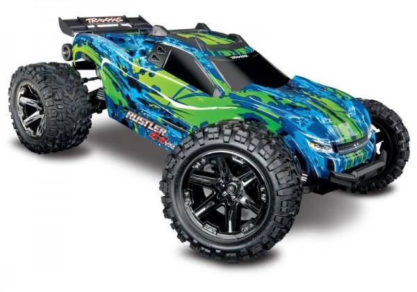 TRAXXAS Rustler 4x4 VXL grün/blau RTR ohne Akku/Lader 1/10 4WD Stadium Truck Brushless