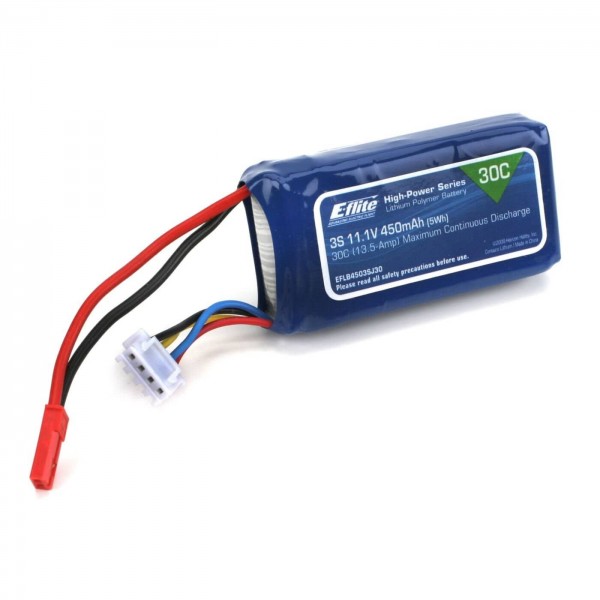 450mAh 3S 11.1V 30C LiPo 18AWG JST