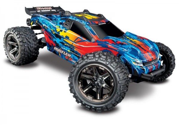 TRAXXAS Rustler 4x4 VXL rot/gelb RTR ohne Akku/Lader 1/10 4WD Stadium Truck Brushless