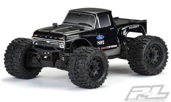 TRAXXAS Stampede mit Pro-Line 1966 Ford F-100 schwarz Karo RTR +12V-Lader+Akku 1/10 2WD Monster Truc