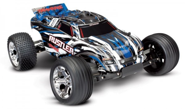 TRAXXAS Rustler blau RTR inkls. Akku/Lader 1/10 2WD Monster Truck Brushed-
